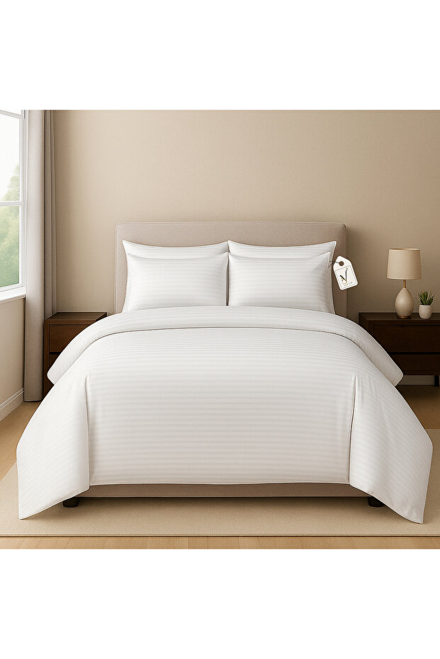Viewstar 6 Pcs King Size Bedding Set (White) – 1 Fitted Sheet, 1 Quilt Cover, 4 Pillowcases