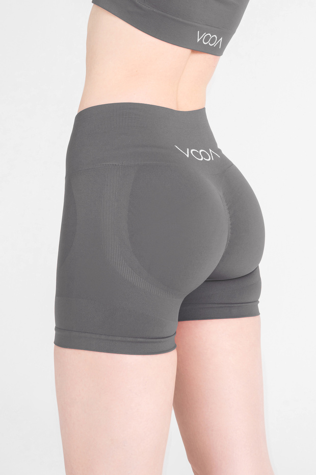 Serenıty Scrunch Push-Up Detaylı Seamless Şort Tayt Gri - 3
