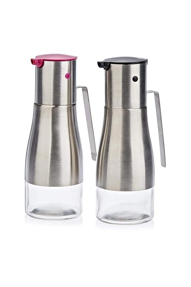 Harmony OR099 2 Pieces Oil And Vinegar Bottle Set, Silver