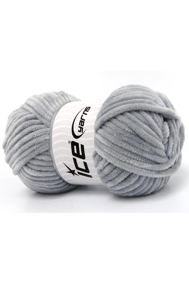 Lot of 4 X 100Gr Skeins Ice Yarns Chenille Baby (100% Microfiber) Yarn Bluish Grey