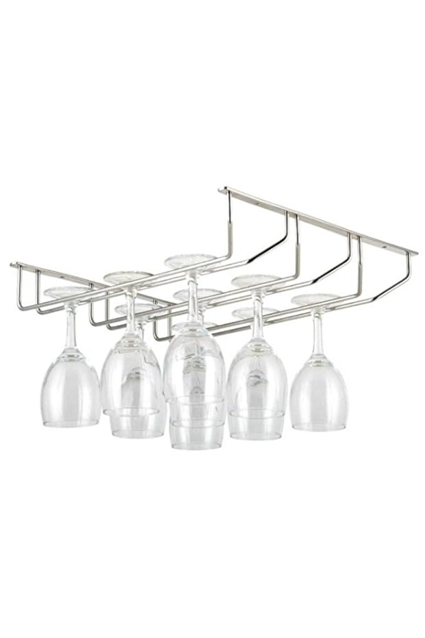 SKEIDO 3 Rows Wine Glass Rack Wall-Mounted Hanger Under Cabinet Storage For Home Bar