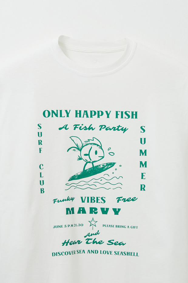 Only Happy Fish Baskılı Tshirt - 2
