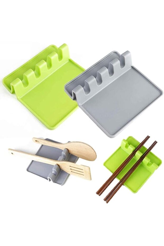 2 PCS Spoon Rest, Silicone Kitchen Utensil Rest Ladle Spoon Holder Utensils Holders for Kitchen Counter or Stove Top, Drip Catcher for Resting Cooking Spoons or Utensils