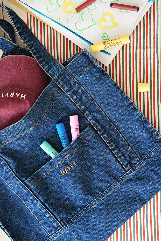 Nakışlı Denim Çanta - 5