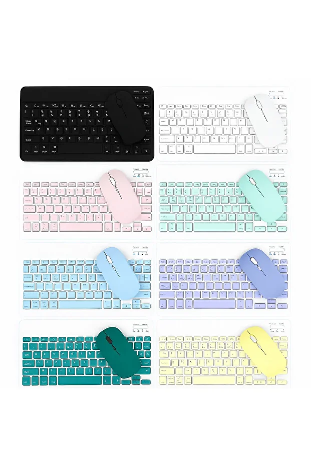 Kablosuz Klavye Mouse Seti, Bluetooth ve 2.4GHz, Sessiz Tuşlar, Windows Mac Android iOS Uyumlu MİNT - 9