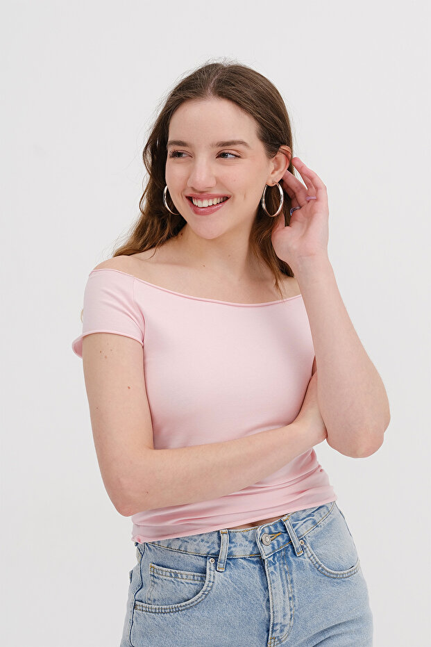 Kayık Yaka Basic T-shirt P1792 - 2