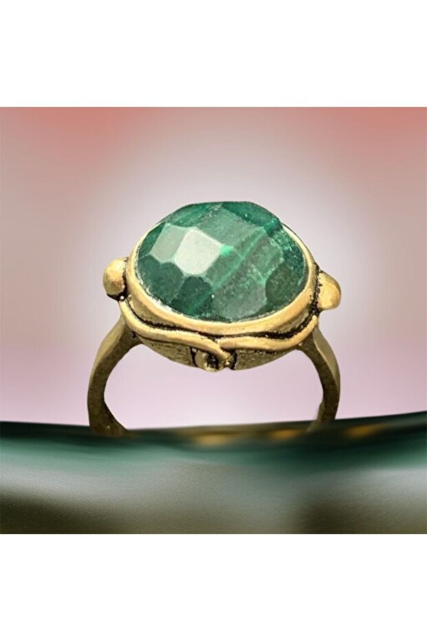 Aurastone Malahit Natural Stone Bronze Ring