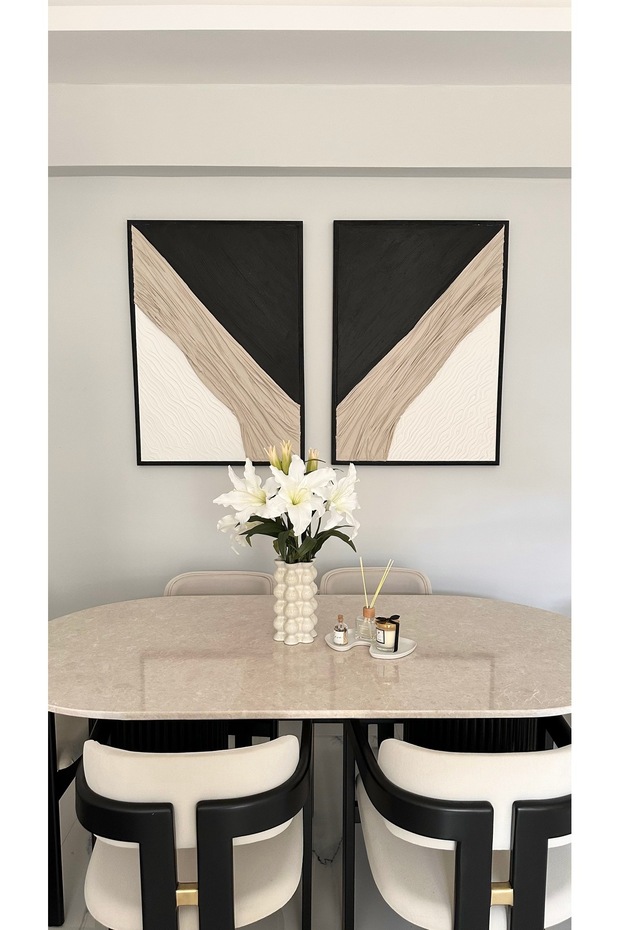 Dokulu Tablo 3 Boyutlu Tablo Alçı Tablo İskandinav Tablo Minimalist Tablo El Yapımı Tablo Doku Sanat - 4