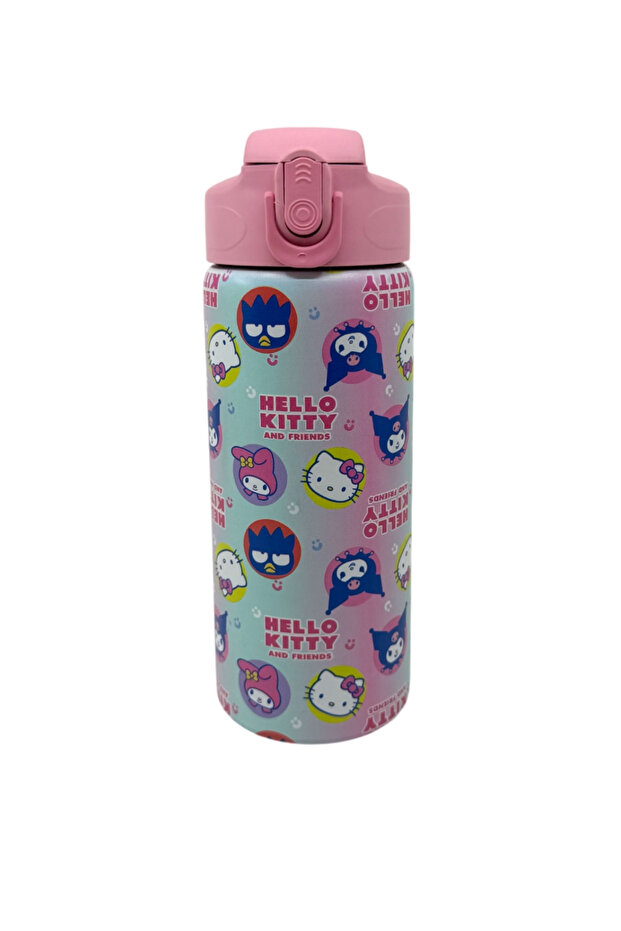 600ml Hello Kitty - Kuromi & Friends Licensed Stainless Steel Thermos Flask with Straw and Locking Lid