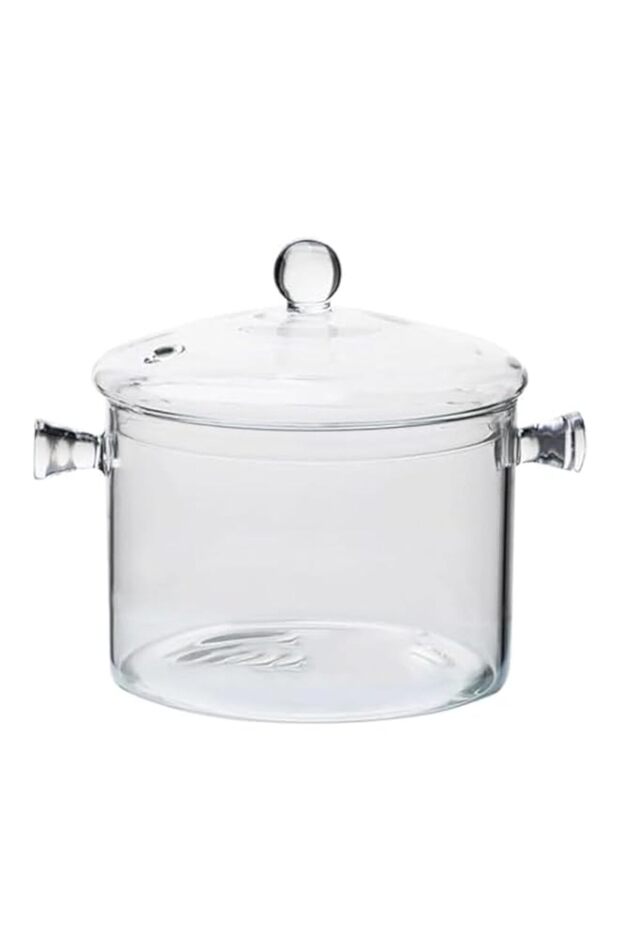 JJONE Glass Saucepan, 1500ML Thick Borosilicate Glass Pot, Clear Glass Cooking Pot, Glass Saucepan