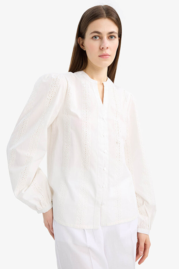 Beyaz Kadın Gömlek E6531AX/WT34 - 1