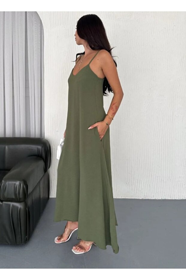 فستان أساسي طويل بحمالات - 2