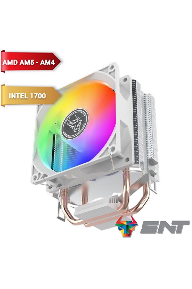 LC-200A-W RGB 2 Bakır Borulu Beyaz Kule Tipi CPU Soğutucu - Yüksek Performans - 1