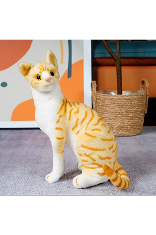 Tekir Cat Toy Real Looking Plush Cat Yellow Tekir Cat Plush