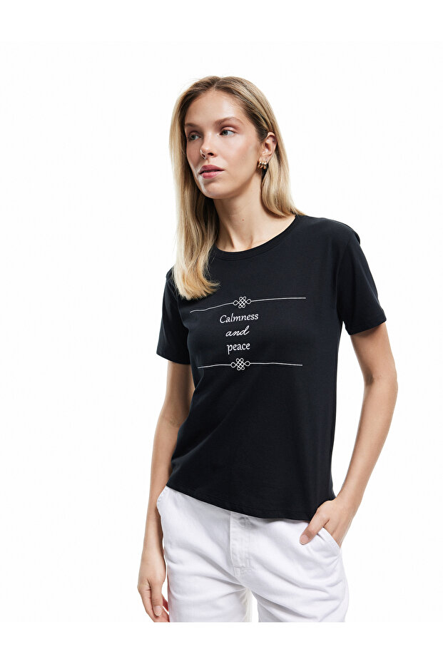 Black Women's Printed T-Shirt