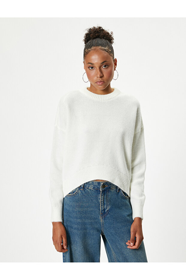 Beige Women's Basic Knitted Sweater - 3