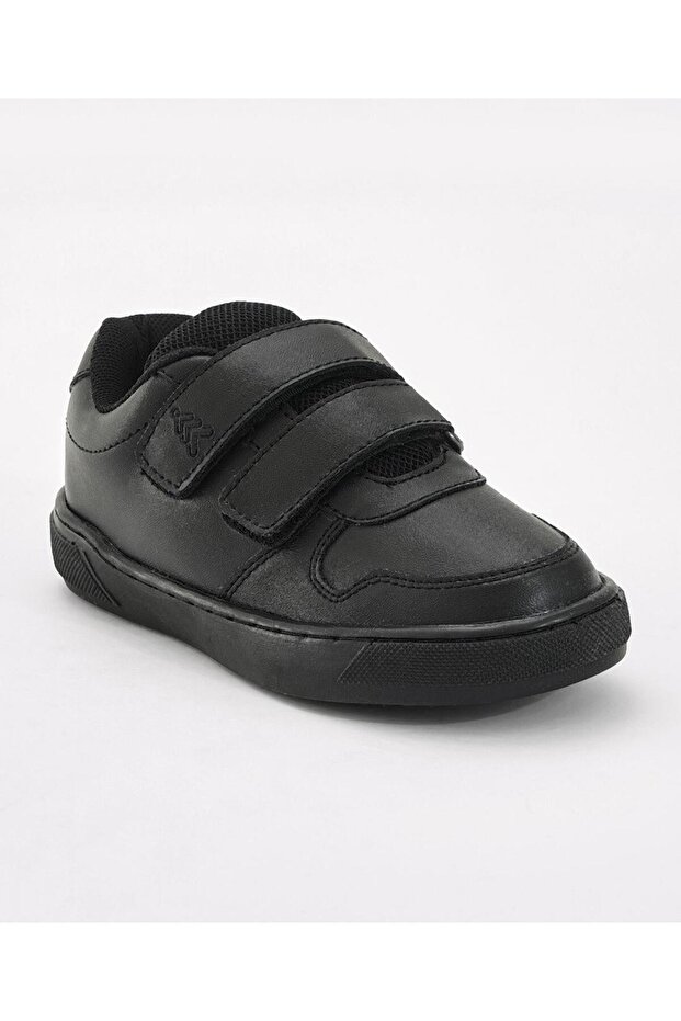 Velcro Closure Solid School Shoes - Black - 3