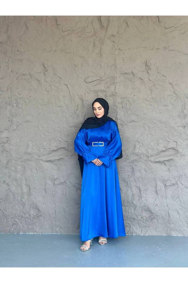 Zara Satin Hijab Women's Special Occasion Dress Cobalt Blue