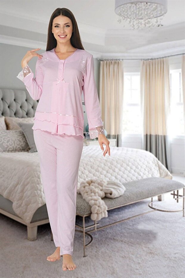 Effortt Pink Maternity Pajama Set