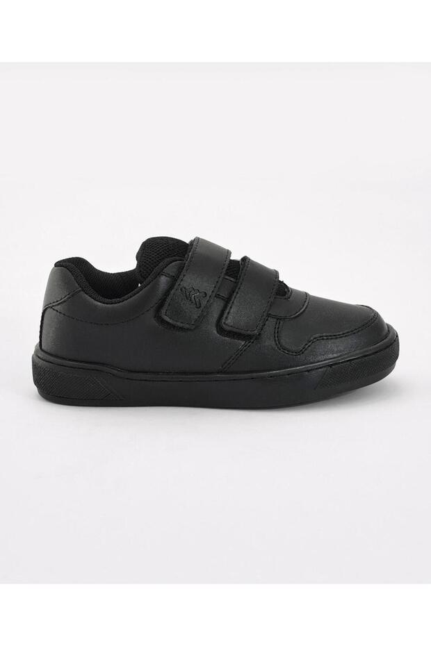 Velcro Closure Solid School Shoes - Black - 1