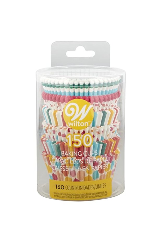 Wilton Rainbow, Striped and Polka Dot Standard Baking Cups, 150-Count