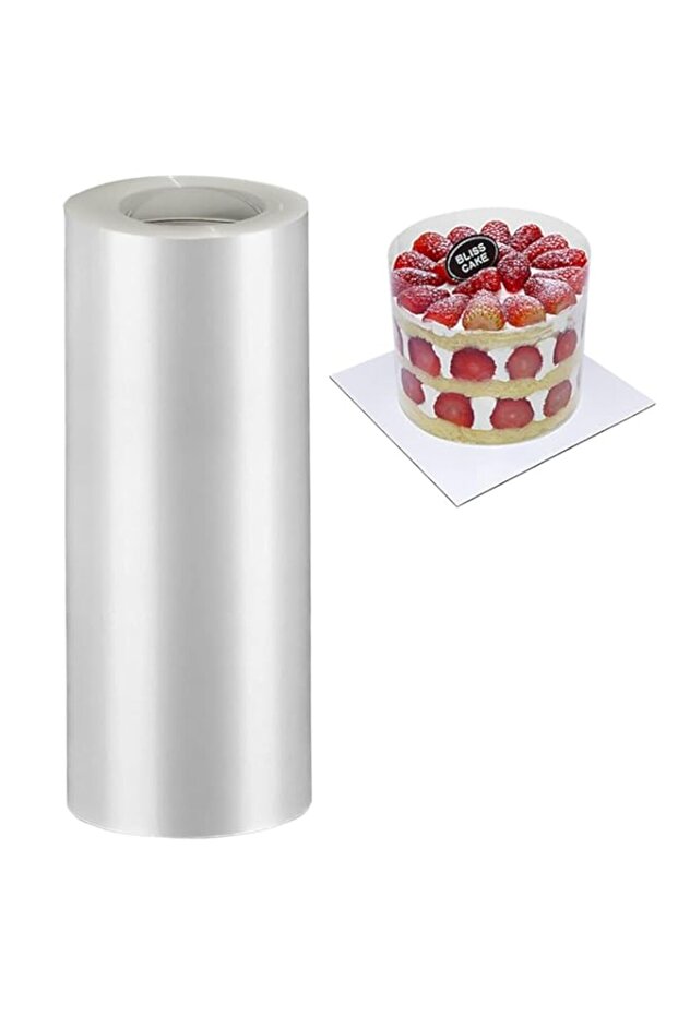 Bykitchen 8 Inch Cake Collars, Clear Transparent Acetate Sheet Roll, Plastic Wrap, Collar For Chocolate Mousse Diy Wraping Decorating Shaker Cards(Length 394Inch)