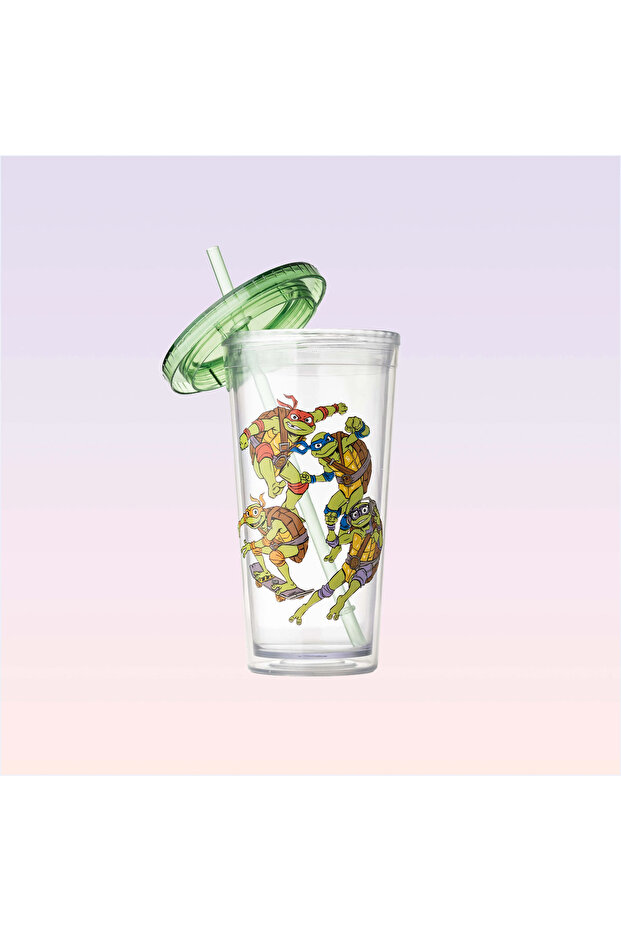 Genç Mutant Ninja Kaplumbağalar Figürlü Yeşil Pipetli Bardak 590 ml - 2