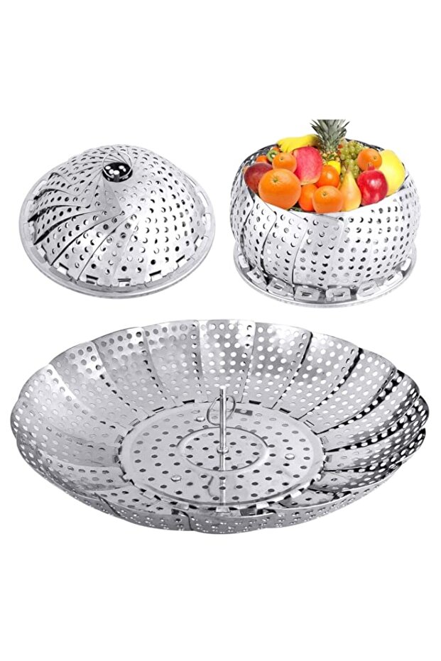 YLYL Veggie Vegetable Steamer Basket, Folding Steaming Basket, Metal Stainless Steel Steamer Basket