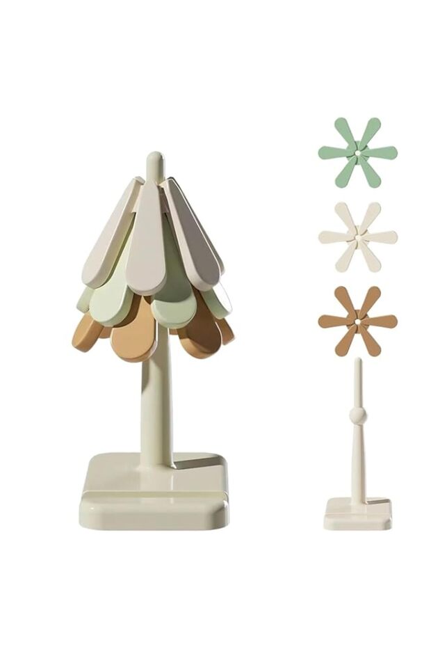 Silicone Hot Dishes Tree Shape Trivet Set, Foldable Heat Resistant Coaster for Hot Dishes, Pot, Bow