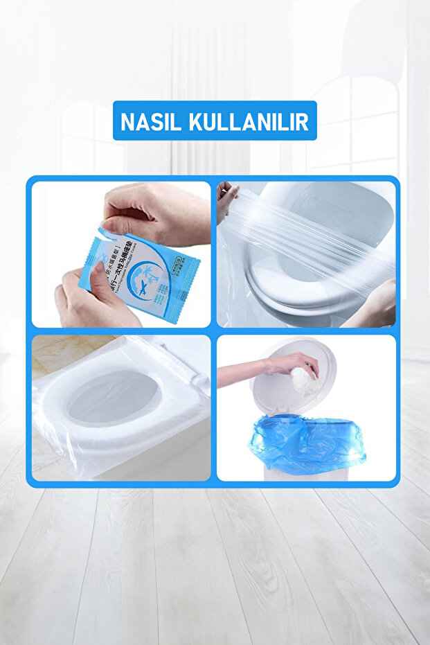 Hijyenik Tek Kullanımlık Klozet Kapağı Poşeti Kapak Örtüsü Pratik Seyehat Restaurant Hijyenik Örtü - 6