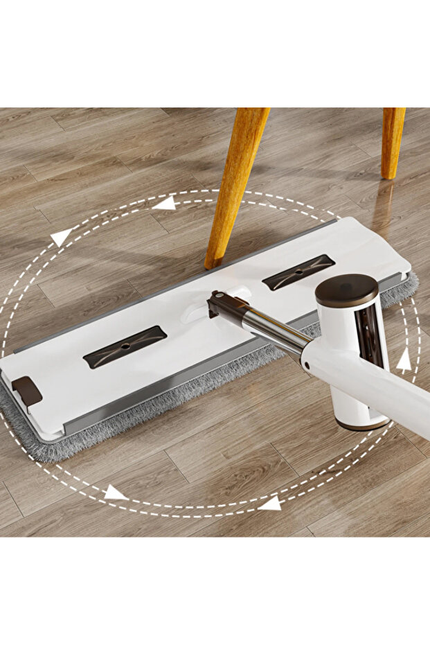 Rotating Mop Set with 4 Microfiber Refills and 10L Collapsible Bucket, awwaline, White/Grey - 5