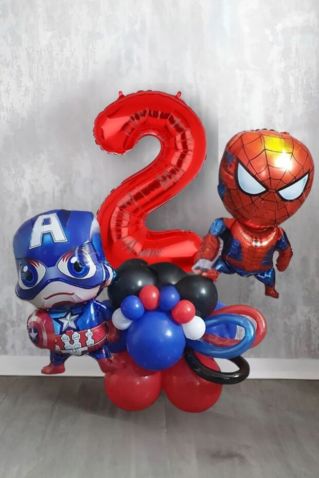 2 Year Old Spiderman Captain America Marvel Welcome Set Captain America Red Number Balloon