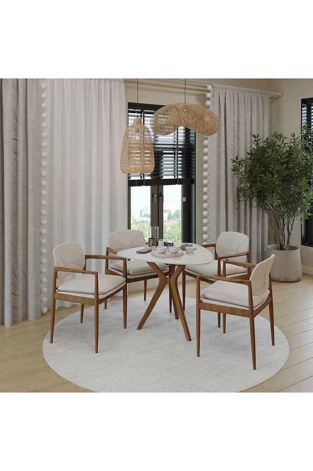 TRİO MODEL TRAVERTEN/CEVİZ ÖZEL KESİM MUTFAK VE BALKON MASASI 90X97 - 1