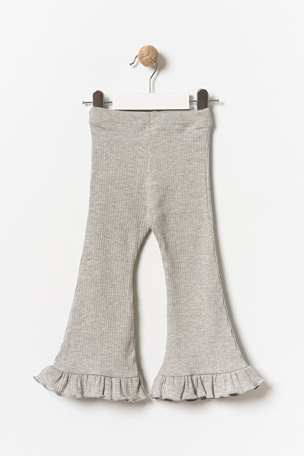 Girl's Ruffled Spanish Leggings Gray Melange