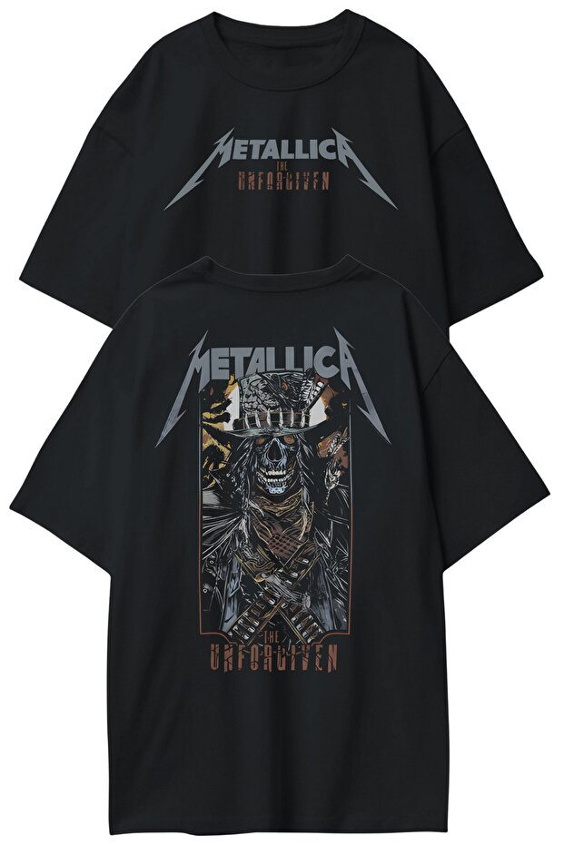 Unisex Metallica Unforgiven Back Printed T-Shirt, Oversize Rock Band Themed T-Shirt