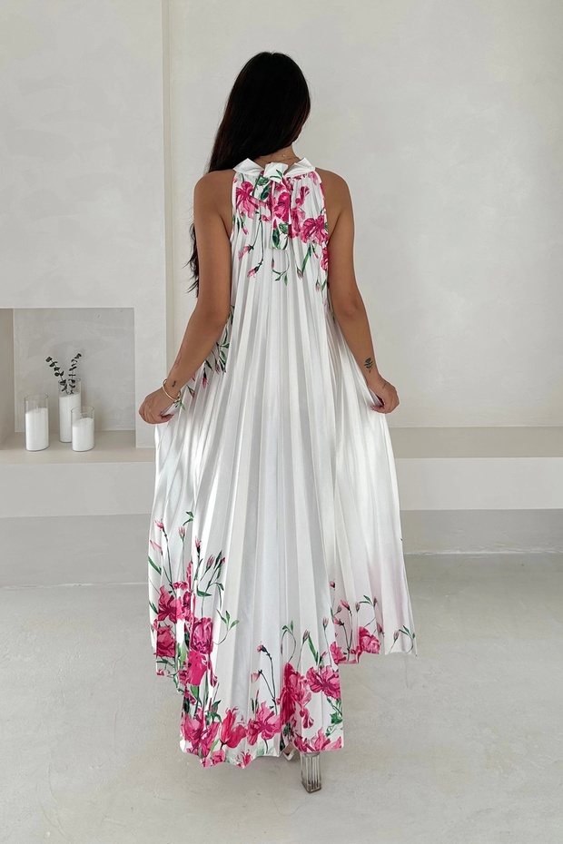 Saten Kumaş Piliseli Elbise - 5