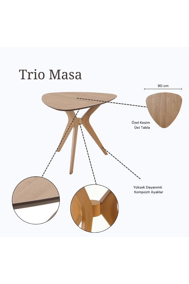 TRİO MODEL AÇIK CEVİZ SİYAH ÖZEL KESİM MUTFAK VE BALKON MASASI 90X94 - 5