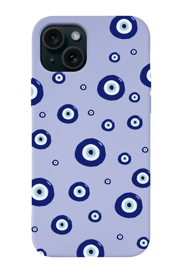 iPhone 15 Compatible Evil Eye Beads Patterned Suede Inside Launch Protective Phone Case