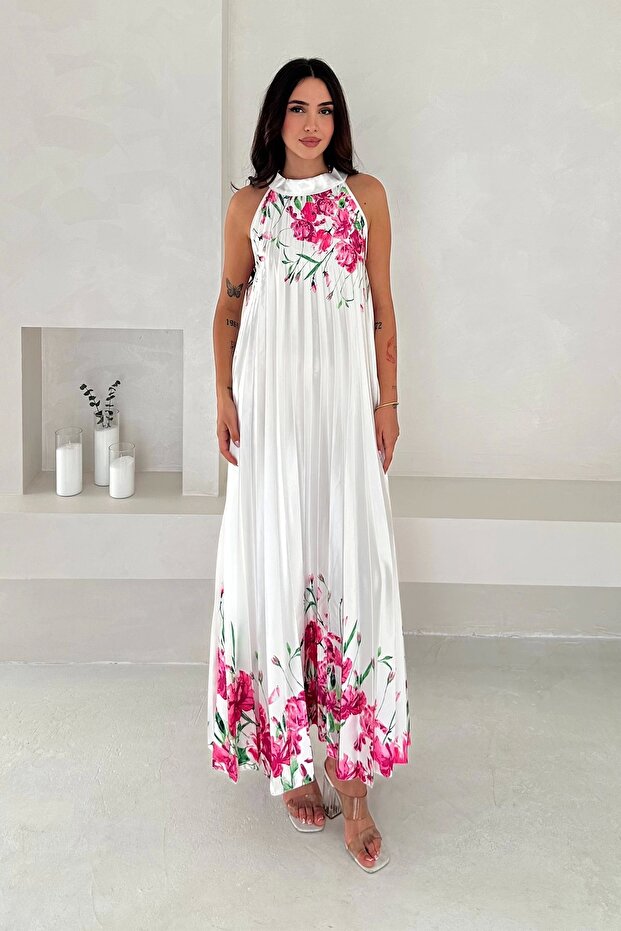 Saten Kumaş Piliseli Elbise - 1