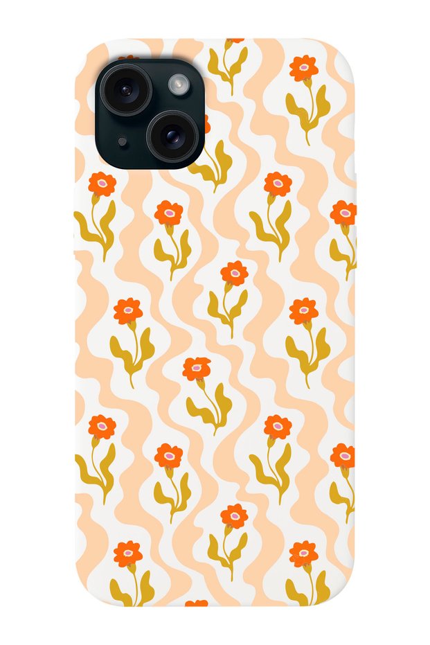Suede Inside Launch Protective Phone Case Compatible with iPhone 15 Flower Patterns