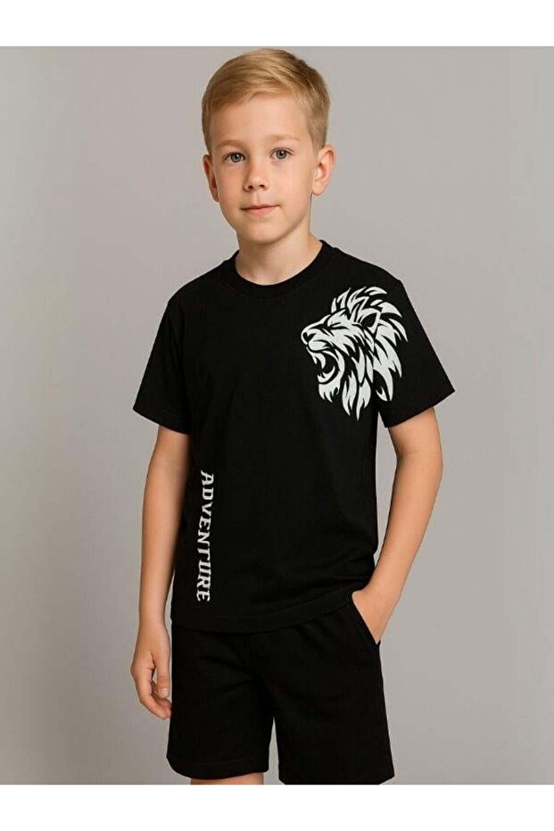 Children's Lion Printed Cotton Oversize T-Shirt