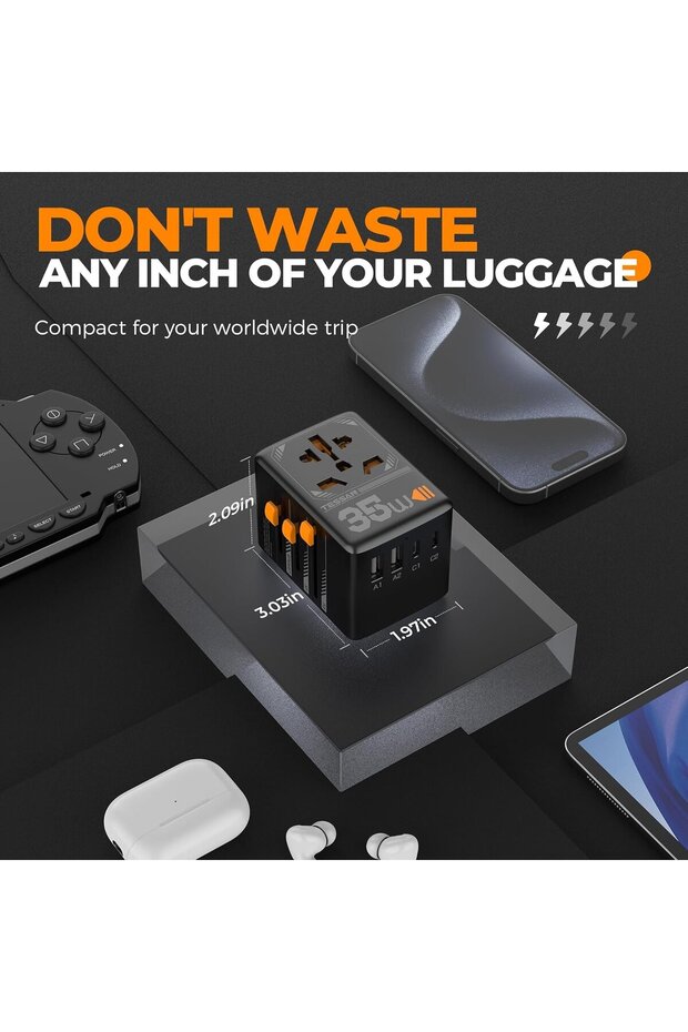 International power adapter TS-WTA02, 2XUSB, 2XUSB-C, 1XUSB-C fast charging, 35W - 5