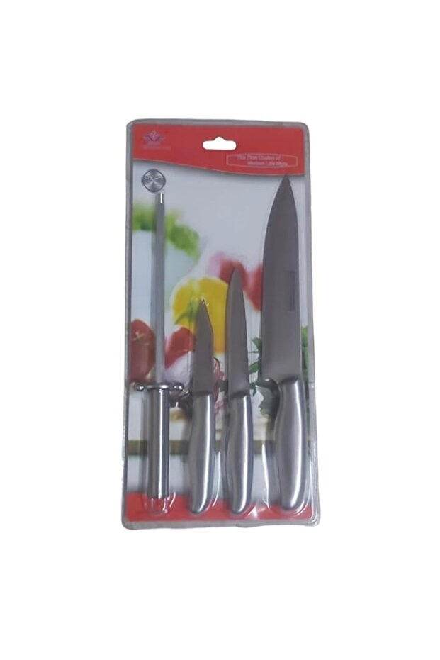 3-Piece Knife Set with Knife Sharpener – Versatile Kitchen Knives for Precision Cutting
