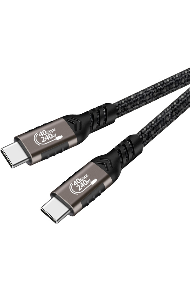 كابل بيانات QG01 أسود من النوع C إلى النوع C USB4 PD بقدرة 240 وات وسرعة 40 جيجابت في الثانية و8K@60 هرتز 0.2 متر-SCKS