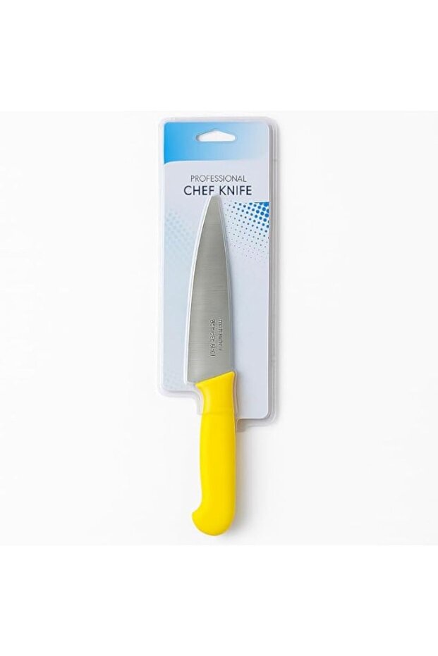 Fitto Stainless Steel Kitchen Knife with Yellow Handle, Sharp Chef's Knife for Cooking and Food Preparation