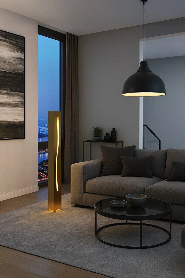 Amber Led Kuşak Desenli Dekoratif Lambader - 3