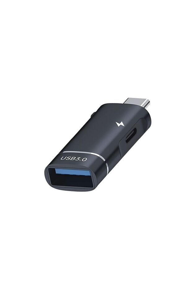 Type-C To USB 3.0 + Type-C OTG & Şarj Dönüştürücü –2 in 1 Çoklu Kullanım Metal Mini Çevirici Adaptör - 1