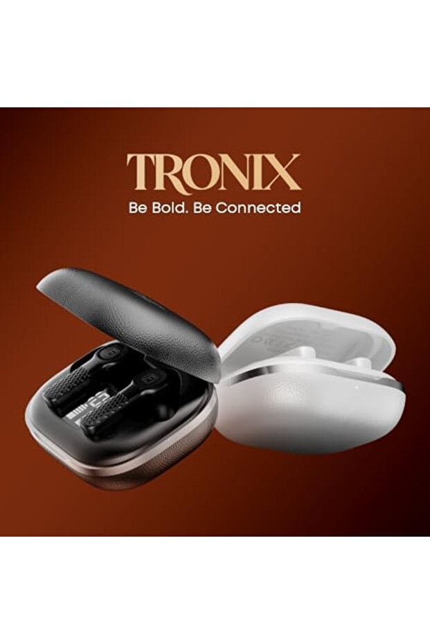 TroniX Half In-Ear Earbuds Bluetooth 5.4 with ENC Tech, LED Display Charging Case, 8H Playbac - 5