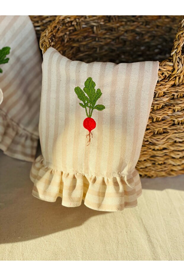 Nakışlı Keten Mutfak Örtüsü /Bezi / Fırın Örtüsü - 1