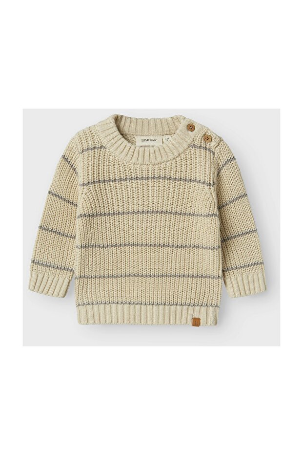 NBMEMLEN LS STRICK-STREIFENPULLOVER LILA - 4